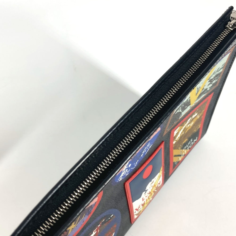 LOUIS VUITTON Clutch bag N60134 Damier Grafitto Canvas black Damier Graphite LV Alps Collection Pochette Voyage MM mens Used Authentic