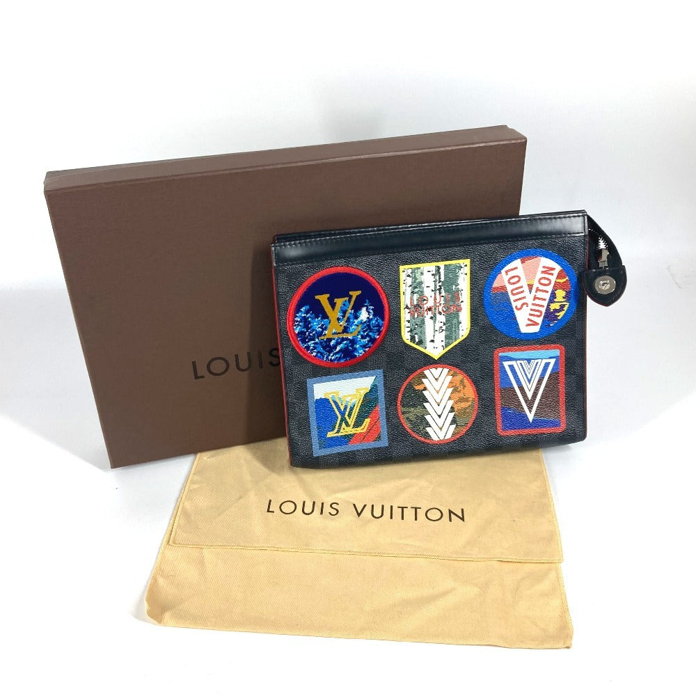 LOUIS VUITTON Clutch bag N60134 Damier Grafitto Canvas black Damier Graphite LV Alps Collection Pochette Voyage MM mens Used Authentic