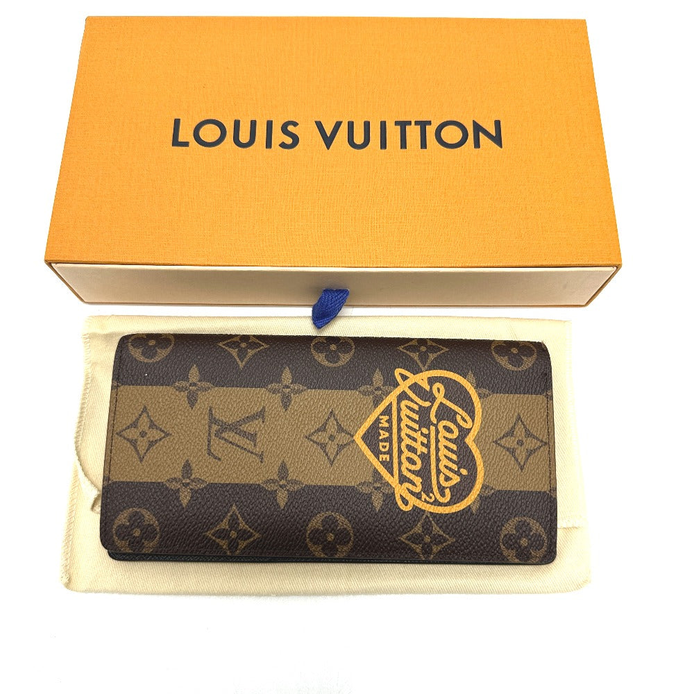LOUIS VUITTON Long Wallet Purse M81008  Monogram canvas Brown Monogram NIGO collaboration Portefeuille Brazza mens Used Authentic