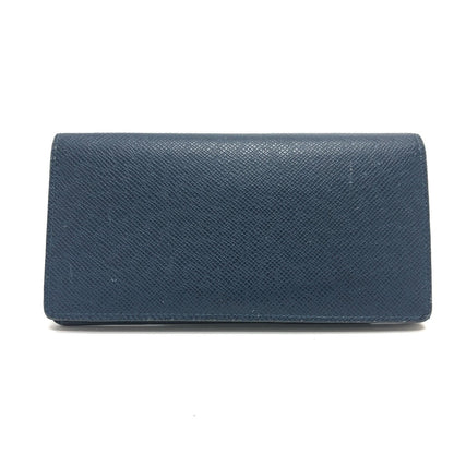 LOUIS VUITTON Long Wallet Purse M64010 Taiga Leather blue Taiga Stripe Portefeuille Brother