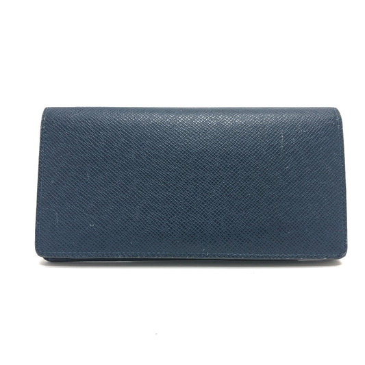 LOUIS VUITTON Long Wallet Purse M64010 Taiga Leather blue Taiga Stripe Portefeuille Brother