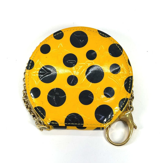 LOUIS VUITTON Coin case M91569 Patent leather yellow Vernis Yayoi Kusama collaboration Porto Monet Chapeau Women Used Authentic