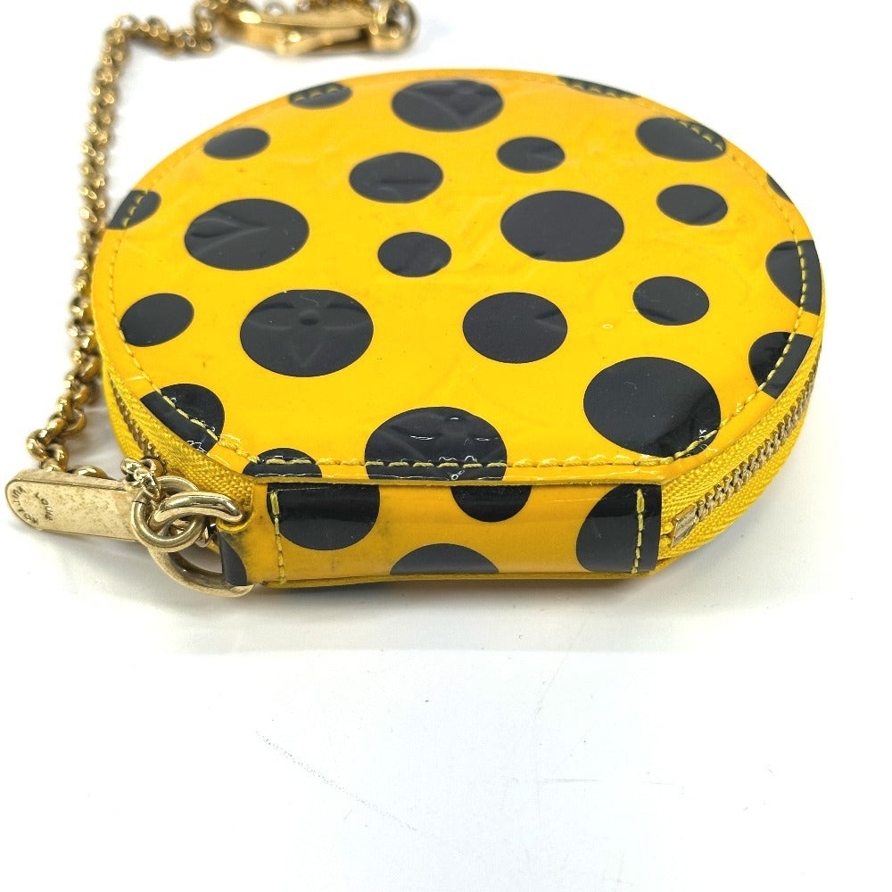 LOUIS VUITTON Coin case M91569 Patent leather yellow Vernis Yayoi Kusama collaboration Porto Monet Chapeau Women Used Authentic
