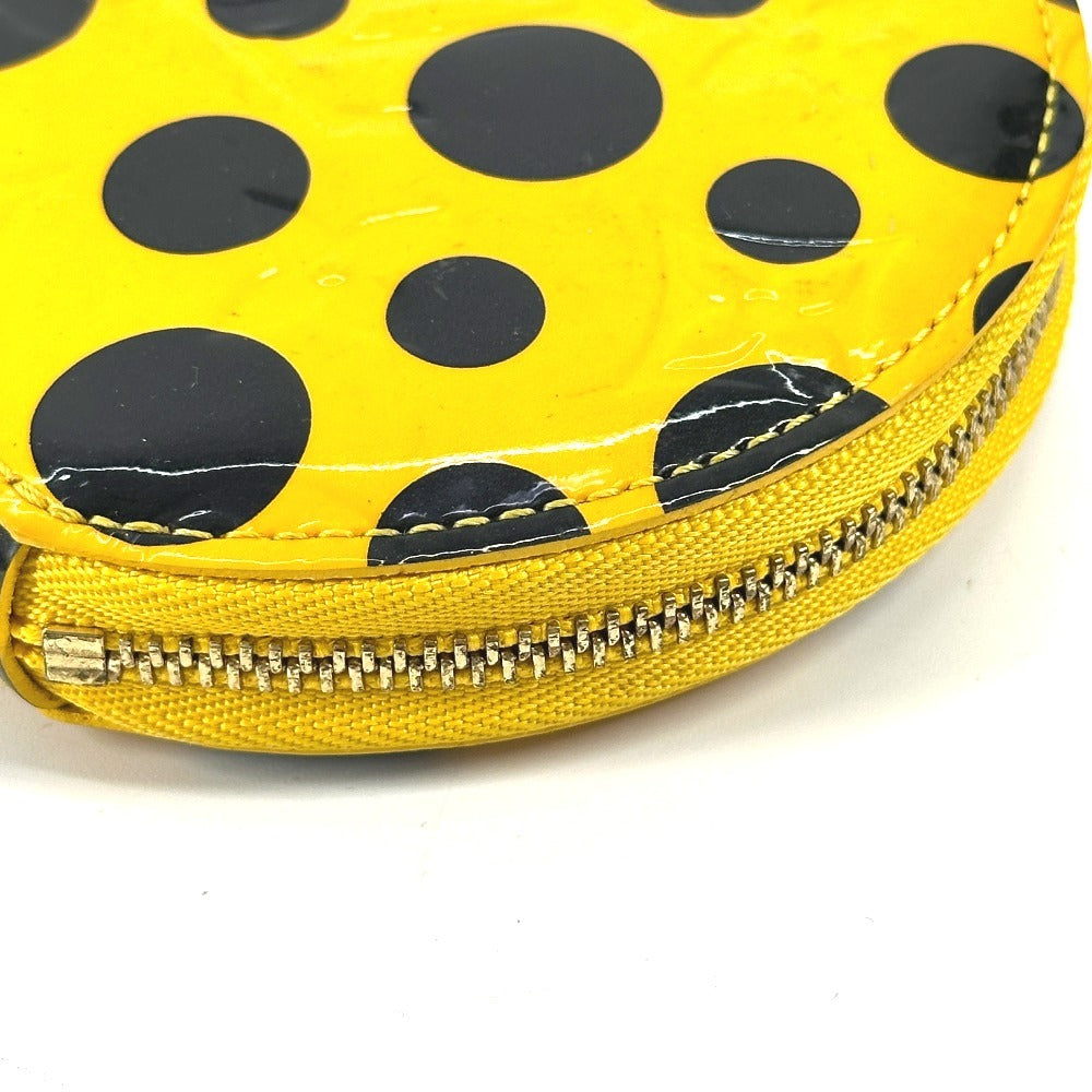 LOUIS VUITTON Coin case M91569 Patent leather yellow Vernis Yayoi Kusama collaboration Porto Monet Chapeau Women Used Authentic