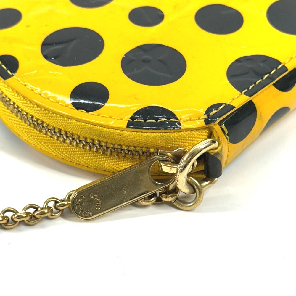 LOUIS VUITTON Coin case M91569 Patent leather yellow Vernis Yayoi Kusama collaboration Porto Monet Chapeau Women Used Authentic