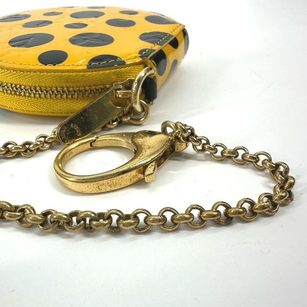 LOUIS VUITTON Coin case M91569 Patent leather yellow Vernis Yayoi Kusama collaboration Porto Monet Chapeau Women Used Authentic