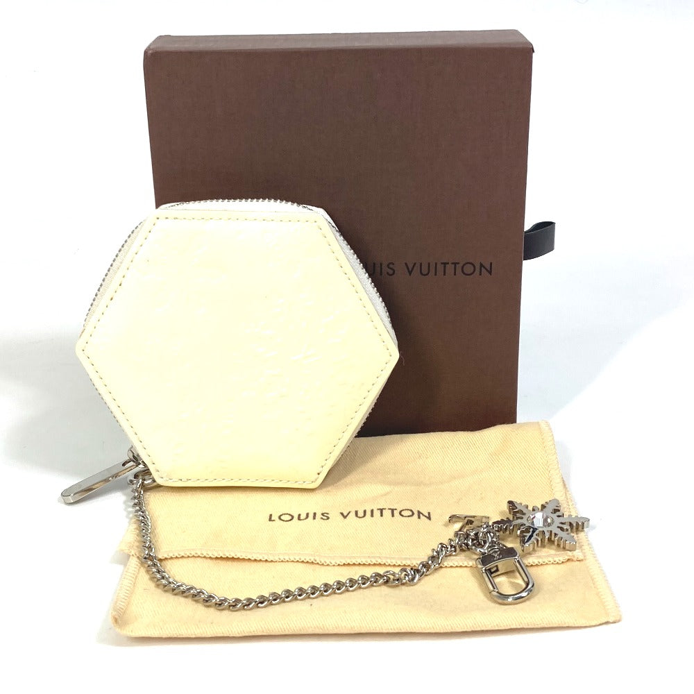 LOUIS VUITTON Coin case M58219 Patent leather white Vernis Porto Monefrocon Women Used Authentic
