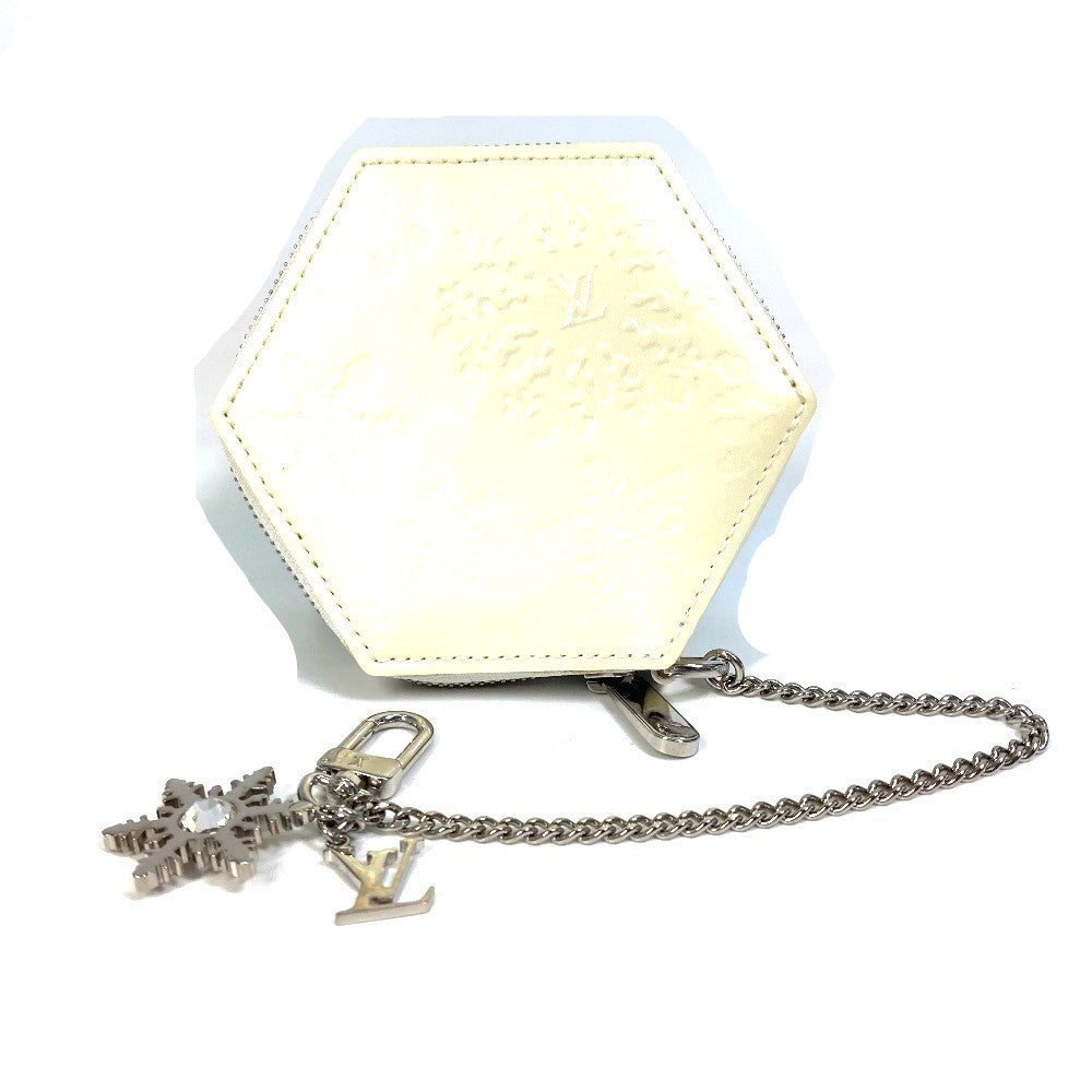 LOUIS VUITTON Coin case M58219 Patent leather white Vernis Porto Monefrocon Women Used Authentic