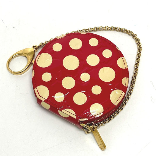 LOUIS VUITTON Coin case M91570 Patent leather Red Monogram Vernis Yayoi Kusama collaboration portomone chapeau dot infinity Women Used Authentic