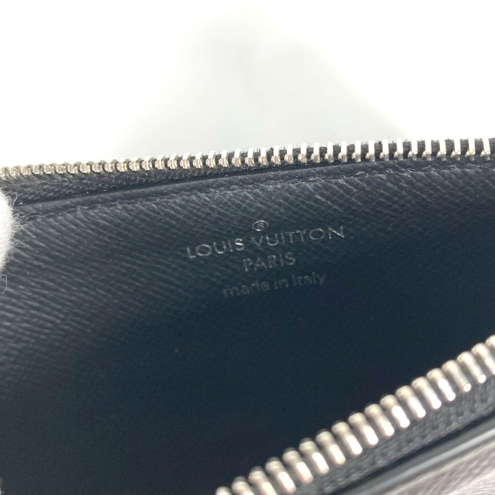LOUIS VUITTON Coin case M62914 Taiga Leather black Taiga Coin card holder mens Used Authentic