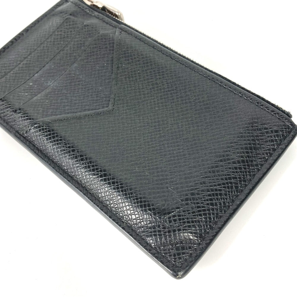 LOUIS VUITTON Coin case M62914 Taiga Leather black Taiga Coin card holder mens Used Authentic