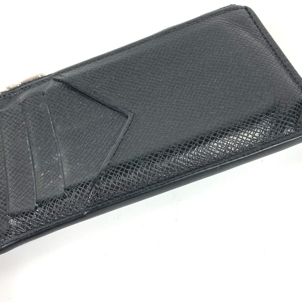 LOUIS VUITTON Coin case M62914 Taiga Leather black Taiga Coin card holder mens Used Authentic