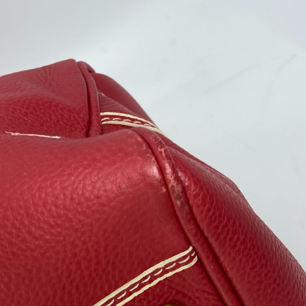 LOUIS VUITTON Boston Duffel bag M95140 leather Red Cariole Women Used Authentic