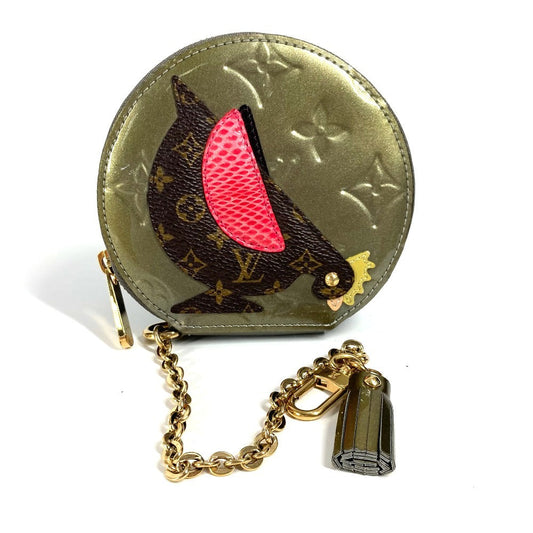 LOUIS VUITTON Coin case M91387 Monogram Vernis gold Monogram Vernis portomone cock Women Used Authentic