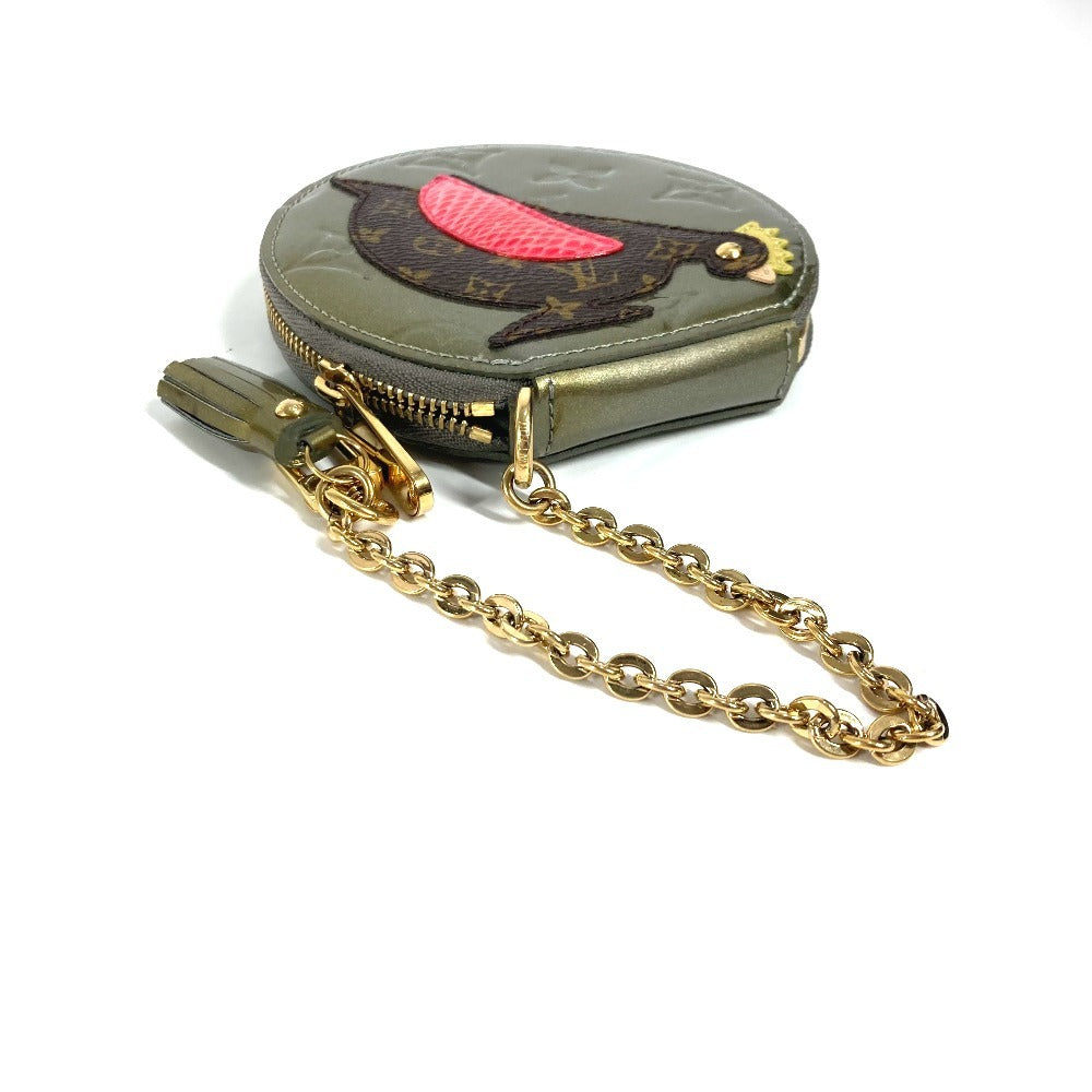 LOUIS VUITTON Coin case M91387 Monogram Vernis gold Monogram Vernis portomone cock Women Used Authentic
