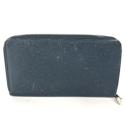 LOUIS VUITTON Long Wallet Purse M30515 Taiga Leather blue Taiga Zippy Organizer mens Used Authentic