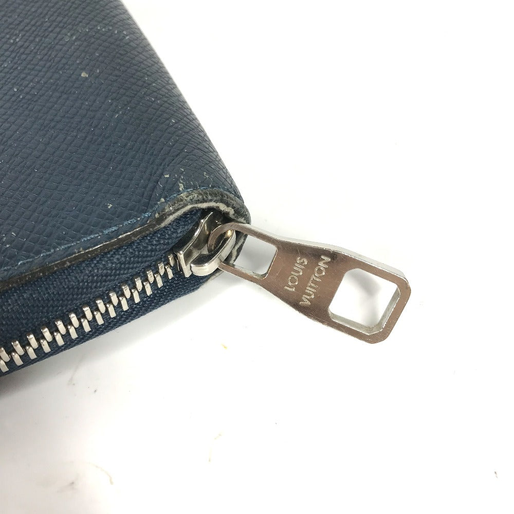 LOUIS VUITTON Long Wallet Purse M30515 Taiga Leather blue Taiga Zippy Organizer mens Used Authentic