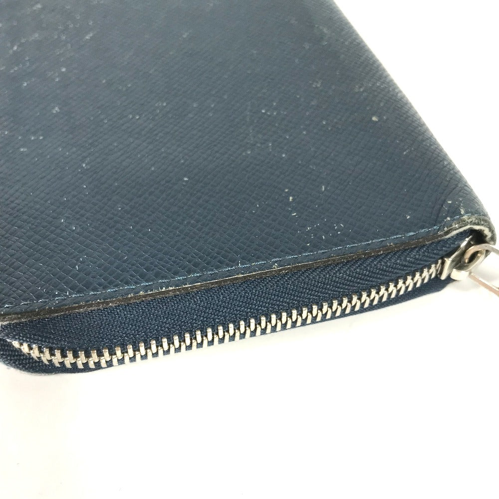 LOUIS VUITTON Long Wallet Purse M30515 Taiga Leather blue Taiga Zippy Organizer mens Used Authentic