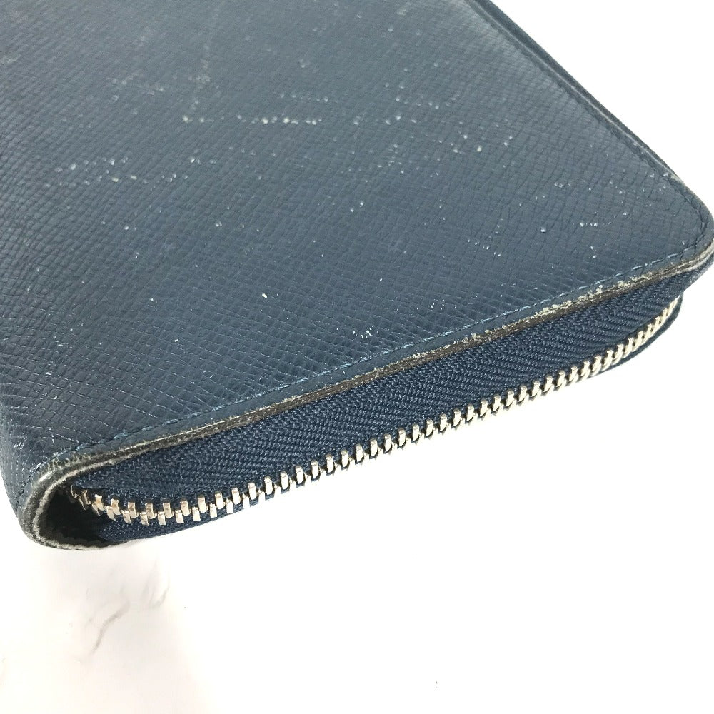 LOUIS VUITTON Long Wallet Purse M30515 Taiga Leather blue Taiga Zippy Organizer mens Used Authentic