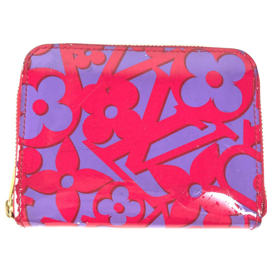 LOUIS VUITTON Coin case M90130 Patent leather purple 2014 Valentine Sweet Monogram Zip around purse Women Used Authentic