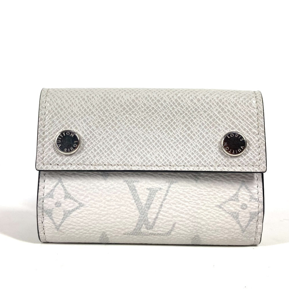 LOUIS VUITTON Trifold wallet M30899 Taiga Leather, Monogram Canvas white Taigalama Discovery Compact Wallet unisex(Unisex) Used Authentic