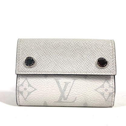 LOUIS VUITTON Trifold wallet M30899 Taiga Leather, Monogram Canvas white Taigalama Discovery Compact Wallet unisex(Unisex) Used Authentic