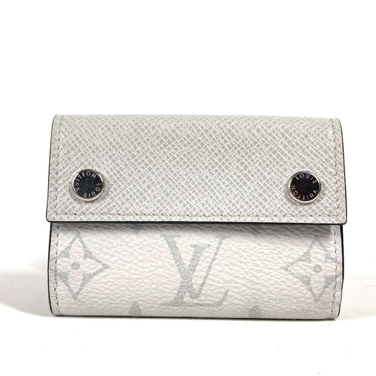 LOUIS VUITTON Trifold wallet M30899 Taiga Leather, Monogram Canvas white Taigalama Discovery Compact Wallet unisex(Unisex) Used Authentic