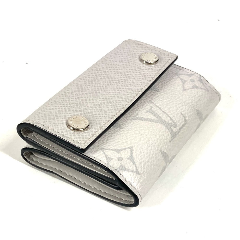 LOUIS VUITTON Trifold wallet M30899 Taiga Leather, Monogram Canvas white Taigalama Discovery Compact Wallet unisex(Unisex) Used Authentic