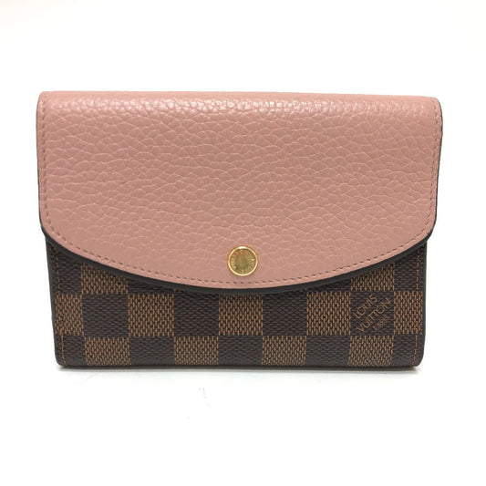 LOUIS VUITTON Folded wallet N60043 Damier canvas Brown Portefeuille Normandy Women Used Authentic