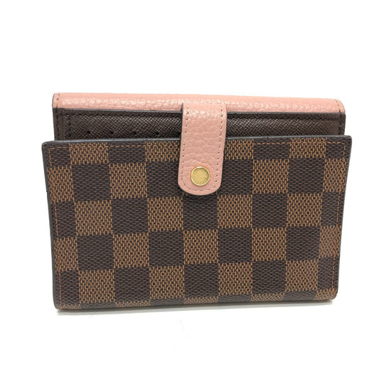 LOUIS VUITTON Folded wallet N60043 Damier canvas Brown Portefeuille Normandy Women Used Authentic