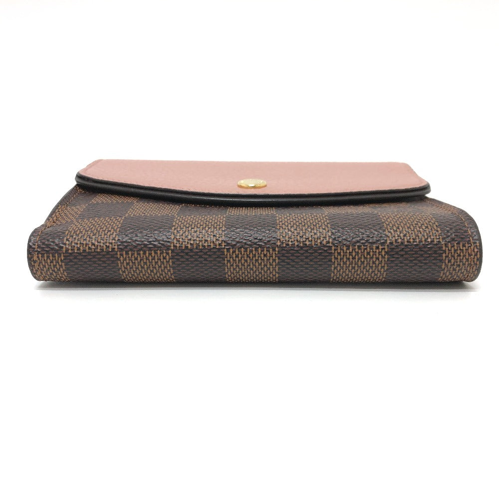 LOUIS VUITTON Folded wallet N60043 Damier canvas Brown Portefeuille Normandy Women Used Authentic