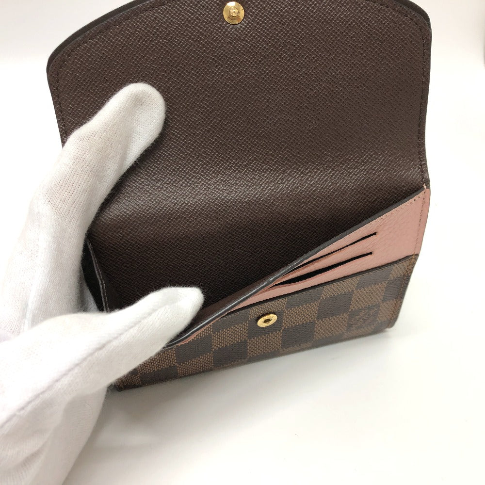 LOUIS VUITTON Folded wallet N60043 Damier canvas Brown Portefeuille Normandy Women Used Authentic