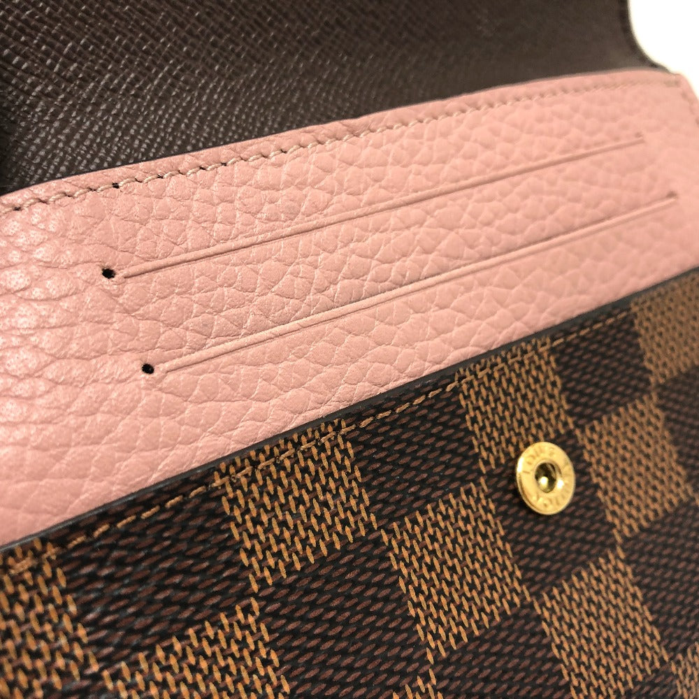 LOUIS VUITTON Folded wallet N60043 Damier canvas Brown Portefeuille Normandy Women Used Authentic