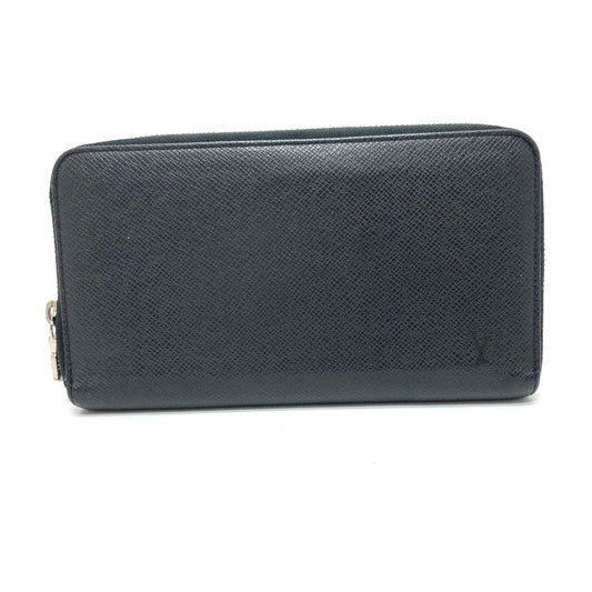 LOUIS VUITTON Long Wallet Purse M30056 Taiga Leather black Zippy Organizer NM mens Used Authentic