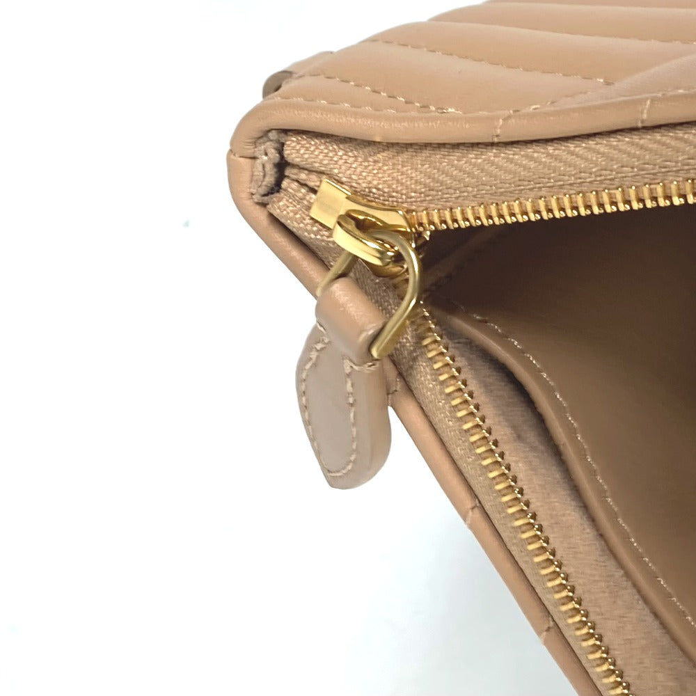 LOUIS VUITTON Clutch bag M68478 leather beige New Wave Pochette Zip Women Used Authentic