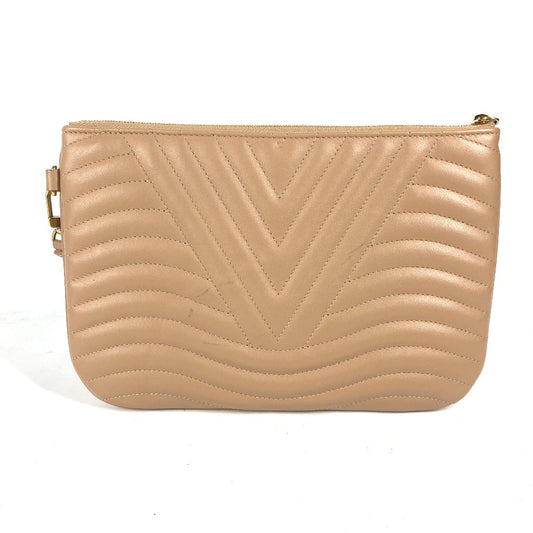 LOUIS VUITTON Clutch bag M68478 leather beige New Wave Pochette Zip Women Used Authentic