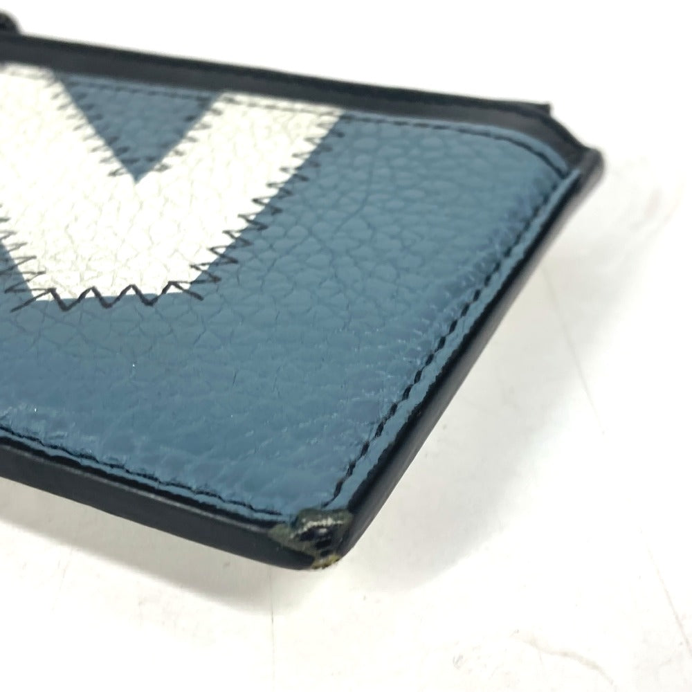 LOUIS VUITTON Coin case M81314 leather blue Coin card holder mens Used Authentic