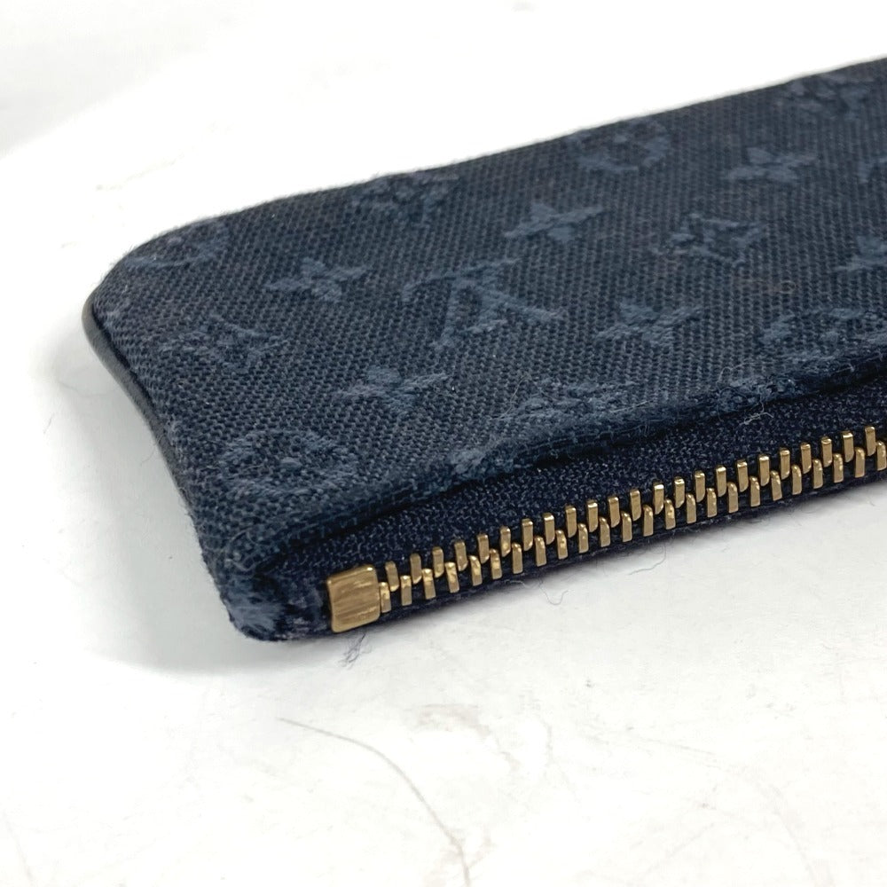 LOUIS VUITTON Coin case M92436 Monogram Mini-LinCanvas blue Monogram mini run Pochette cree mens(Unisex) Used Authentic