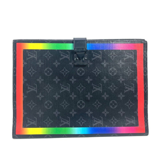 LOUIS VUITTON Clutch bag GI0399 Monogram Eclipse Canvas black Monogram Eclipse Rainbow Portodocument Frank GM unisex(Unisex) Used Authentic
