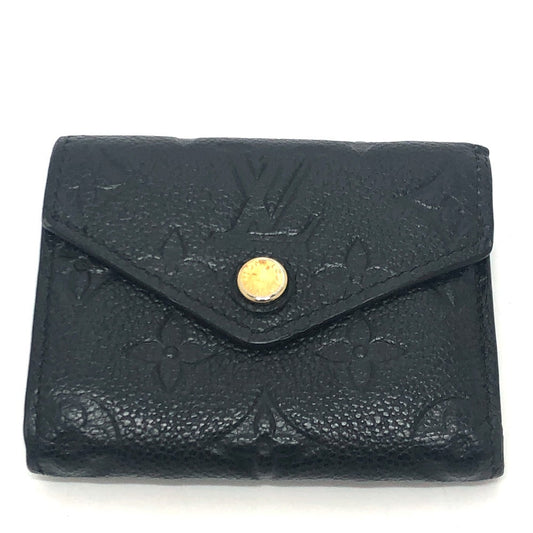 LOUIS VUITTON Trifold wallet M62935 Monogram Ann Platt Leather black Portefeuille Zoe Women Used Authentic