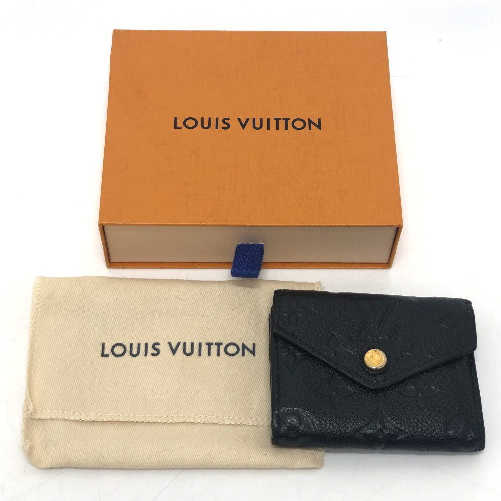 LOUIS VUITTON Trifold wallet M62935 Monogram Ann Platt Leather black Portefeuille Zoe Women Used Authentic