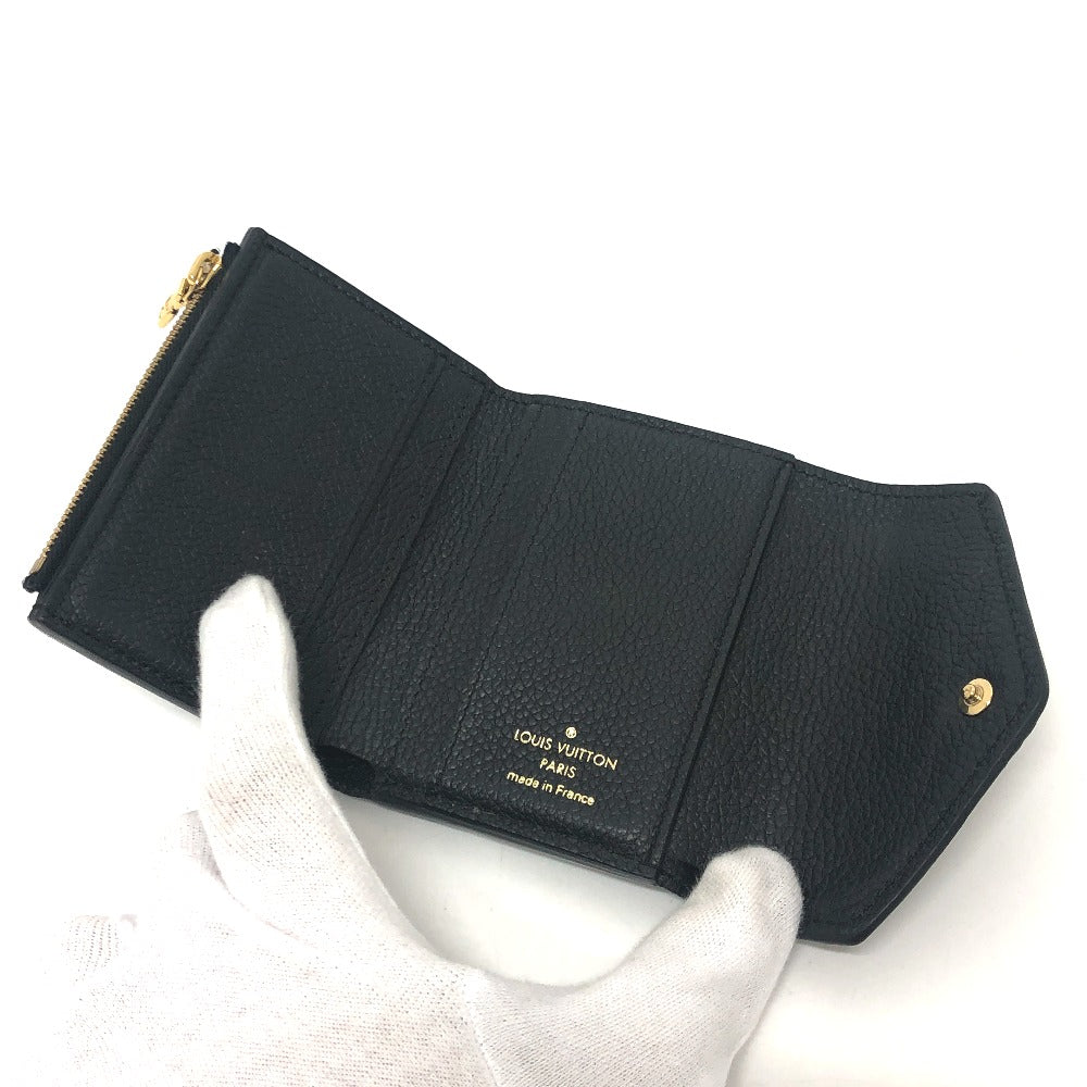 LOUIS VUITTON Trifold wallet M62935 Monogram Ann Platt Leather black Portefeuille Zoe Women Used Authentic
