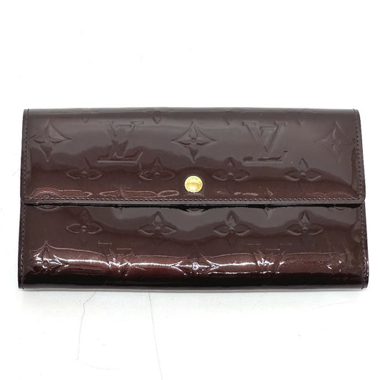 LOUIS VUITTON Long Wallet Purse M90152 Monogram Vernis Brown Portefeuille Sara Women Used Authentic