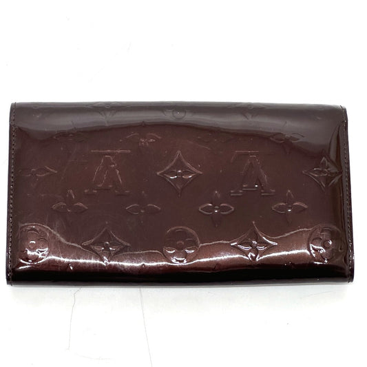 LOUIS VUITTON Long Wallet Purse M90152 Monogram Vernis Brown Portefeuille Sara Women Used Authentic