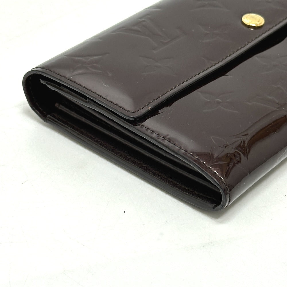 LOUIS VUITTON Long Wallet Purse M90152 Monogram Vernis Brown Portefeuille Sara Women Used Authentic