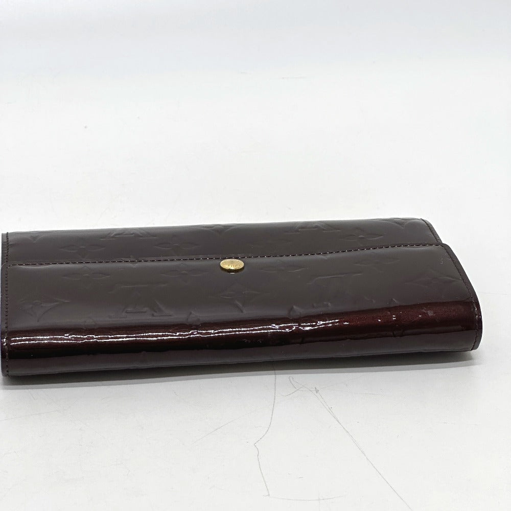 LOUIS VUITTON Long Wallet Purse M90152 Monogram Vernis Brown Portefeuille Sara Women Used Authentic