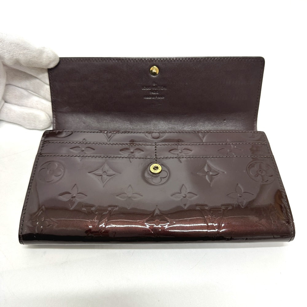 LOUIS VUITTON Long Wallet Purse M90152 Monogram Vernis Brown Portefeuille Sara Women Used Authentic