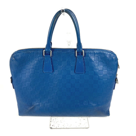 LOUIS VUITTON Business bag N41328 Damier Anfini Leather blue Damier Anfini Porto de Cumanjour PDJ mens Used Authentic