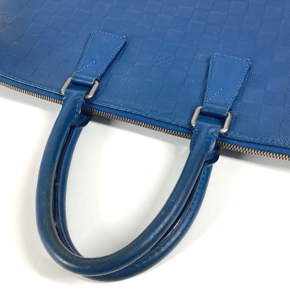 LOUIS VUITTON Business bag N41328 Damier Anfini Leather blue Damier Anfini Porto de Cumanjour PDJ mens Used Authentic
