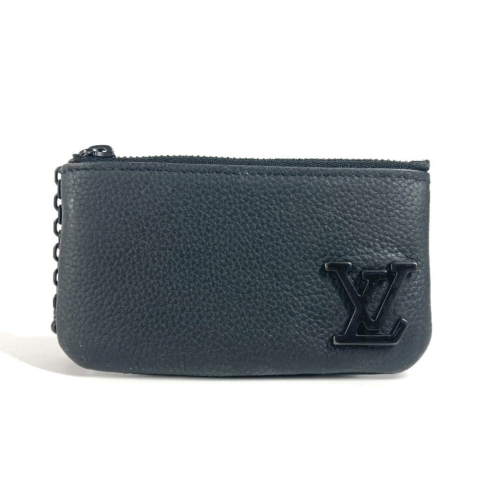 LOUIS VUITTON Coin case M81031 leather black Aerogram Pochette Cre mens(Unisex) Used Authentic
